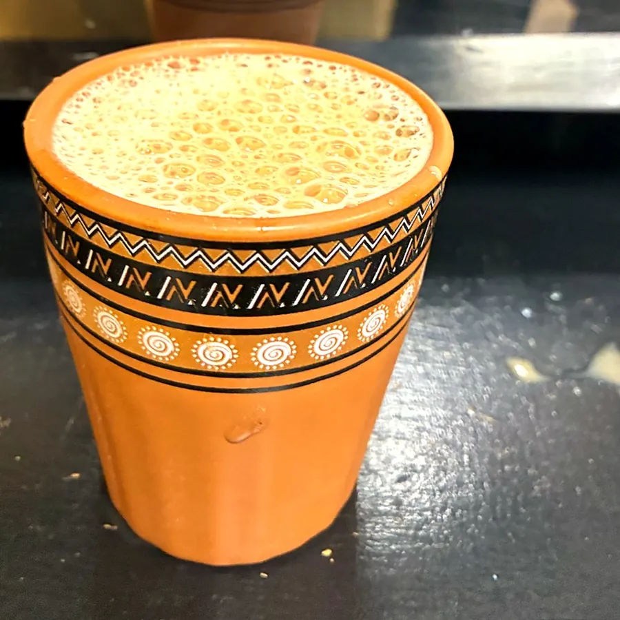House chai in a Dosa Chaska clay cup